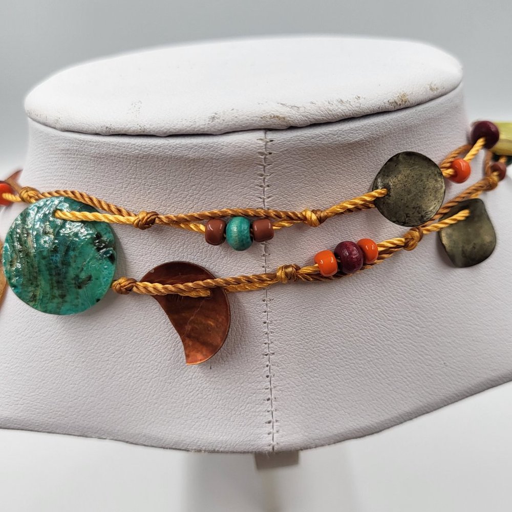 Multi-Coloured String and Shell Necklace - Picture 6 of 9
